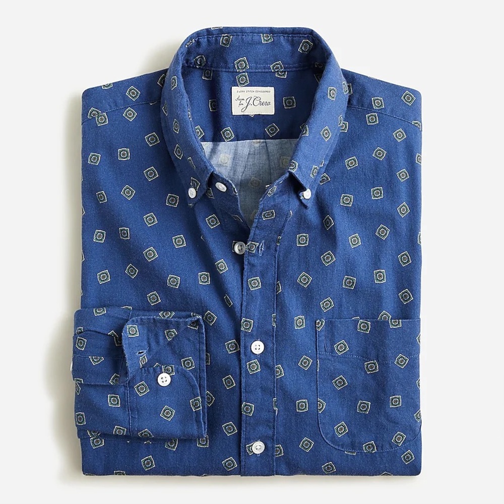 J. Crew Cotton-wool challis two-pocket shirt M BLUE (NWT) BK625